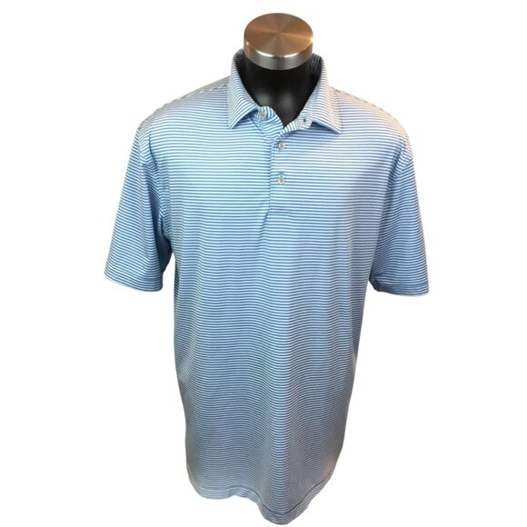 Peter Millar Summer Comfort Blue & White Striped Polo Shirt Mens L - Picture 8 of 8